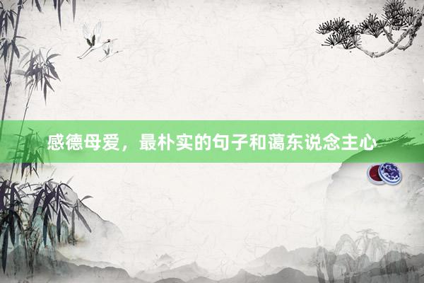 感德母爱，最朴实的句子和蔼东说念主心
